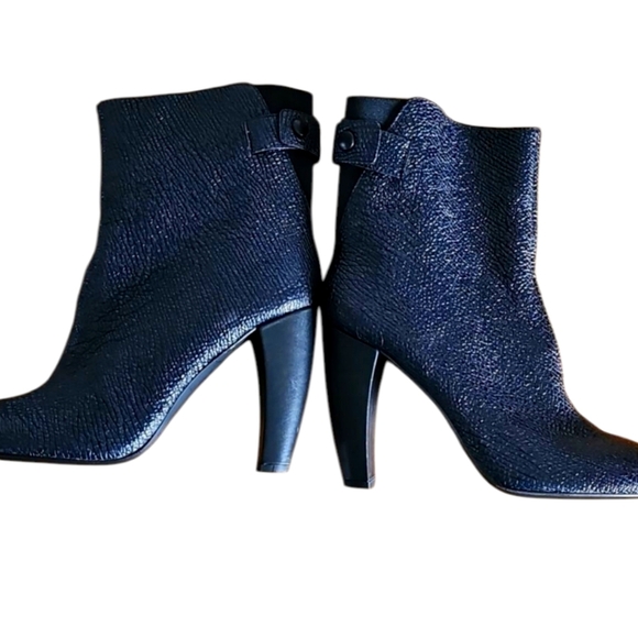 Tibi Shoes - Tibi New York Black High Heel Ankle Snake Embossed Leather Boots Size 9